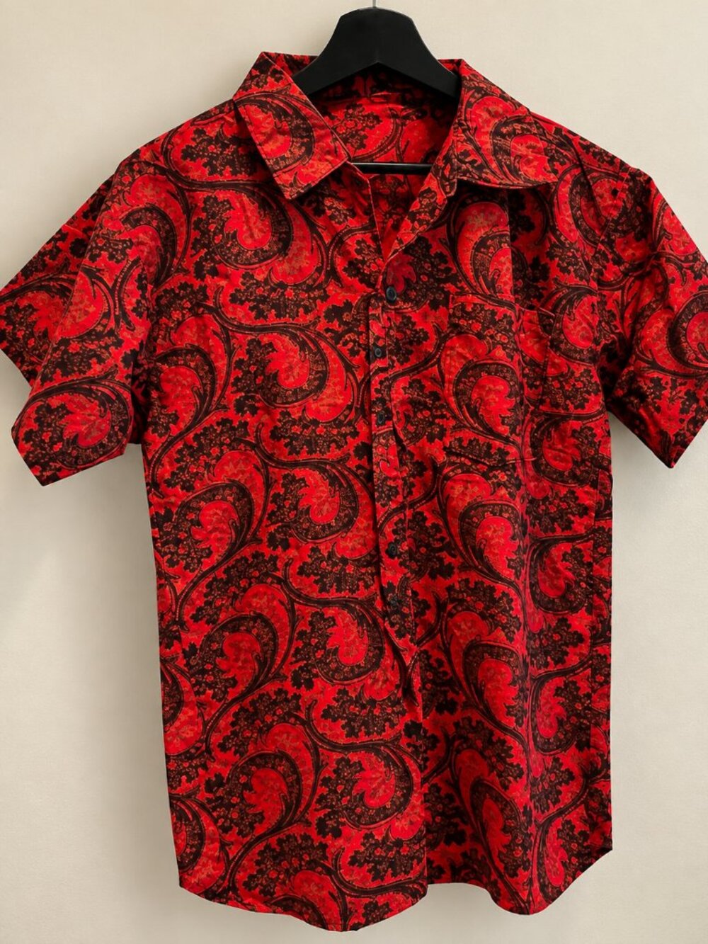 Mens Paisley Black and Red Shirt